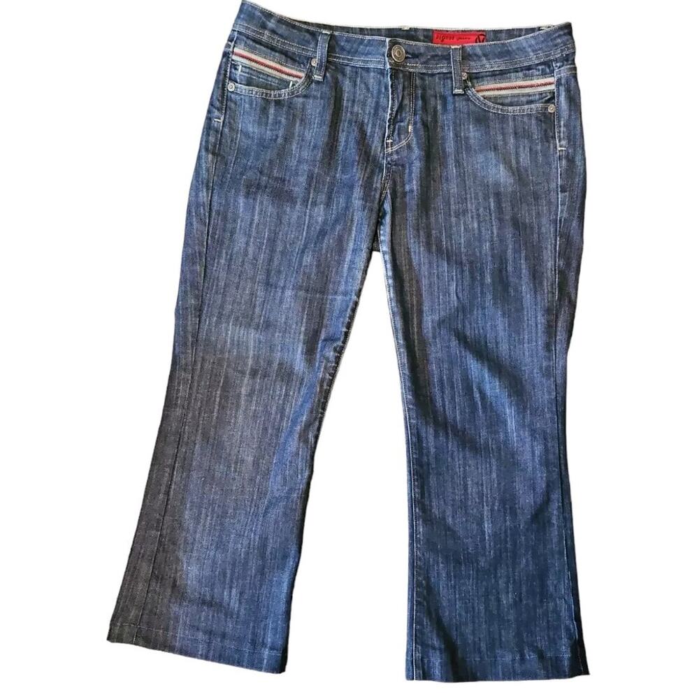 Vigoss Womens Flare Jeans Dark Wash Flat Front Zipper Stretch Denim 13 / 14 READ